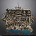 Luxurious Cliffside Building With Classical Design Multiple Windows Balconies And Blue Water View
