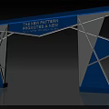 Modern Archway with Blue and White Geometric Structure Featuring New Pattern and New Challenge Text 3d model