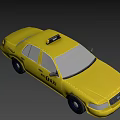 Bright Yellow Taxi Sedan With Roof Sign And Side Lettering Details