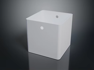 Sleek Modern White Cube Shaped Sink With Two Functional Holes For Daily Use 3d model