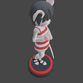 Cute 3D Cartoon Mouse Character With Large Ears Black Short Hair And Red White Vest