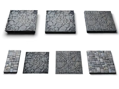 Various Decorative Stone Tiles With Diverse Textures And Intricate Patterns For Flooring 3d model