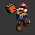 Game Character With Red Hat M Logo Blue Spiky Hair Holding Cube With Lightning Symbol