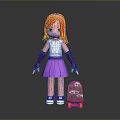 Cartoon Girl With Red Hair Wearing White Top Purple Skirt Purple Wristbands And Skateboard