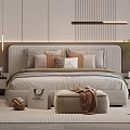 Modern Bedroom Interior Design With Soft Headboard Decorative Pillows Nightstands And Cozy Carpet