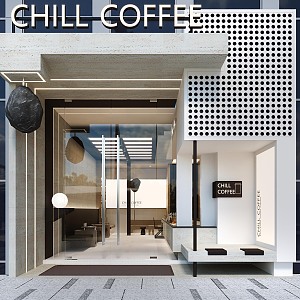 Modern coffee shop 3d model