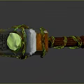 Enchanted Hammer with Wooden Handle Green Rope Carved Patterns And Glowing Gem