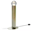 Modern Floor Lamps With Cylindrical Metallic Bodies And Spherical Glowing Shades
