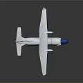 Red and Blue Twin Propeller Aircraft with Long Wings and Fuselage Design