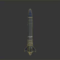Military Weapon Missile With Blue Tip Gray Body And Bottom Thrusters Design