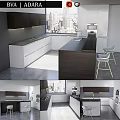 Modern Kitchen With White And Dark Cabinets And Island Counter City View
