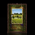Ornate Decorative Frame With Vineyard Landscape Artwork And Grapevine Accents
