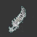 Fantasy Weapon Featuring Green Glowing Serrated Blade And Decorative Details