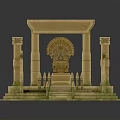 Detailed Ancient Architecture Scene Model Featuring Columns Steps Archway And Platform