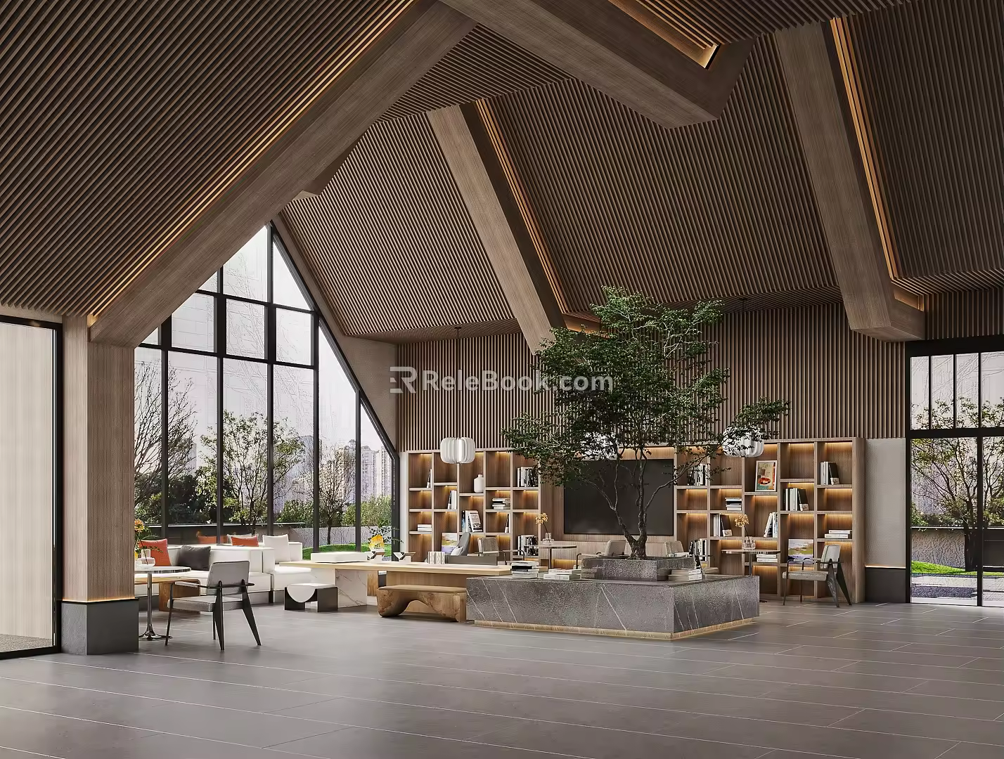 modern library 3d model