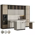 Modern Kitchen Cabinets With Marble Countertop Sink Coffee Machine And Oven