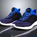 Breathable Blue And Purple Mesh Running Shoes With White Sole And Lace Up Design