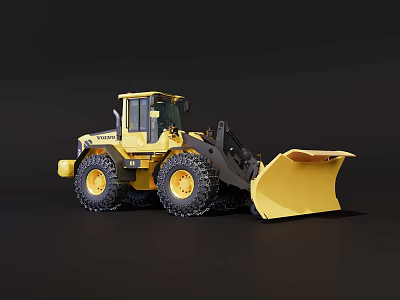 Yellow Volvo Wheel Loader Industrial Equipment With Heavy Duty Tires And Front Bucket 3d model