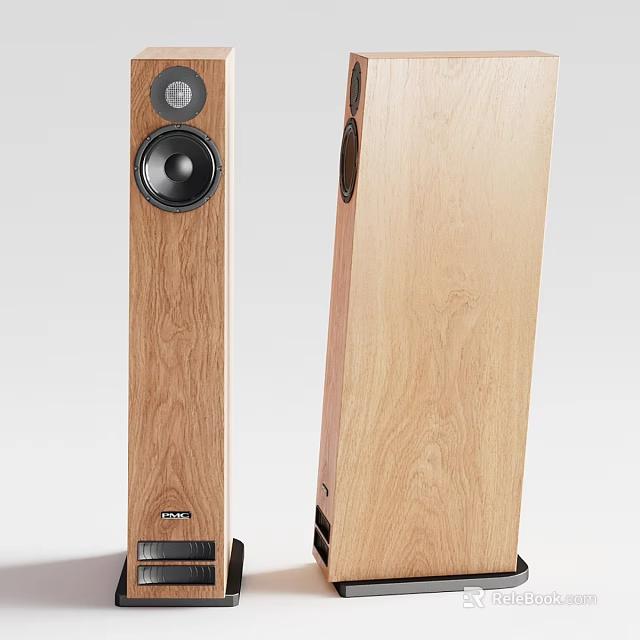 Wooden Floor Standing Speakers Premium Audio Equipment For Modern Home Use 3d model 