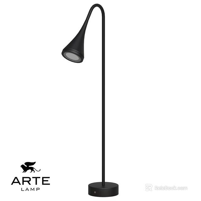 Black Outdoor Light With Horn Shaped Head And Long Pole For Garden Use 3d model 