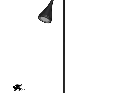 Black Outdoor Light With Horn Shaped Head And Long Pole For Garden Use 3d model