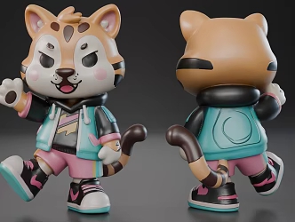 Tide Play Little Tiger Hand Ornaments 3d model