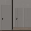 Three Light Gray Modern Hinged Doors With Minimalist Design And Brass Handles
