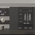 Modern Walk In Closet Interior Design With Hanging Clothes Storage Drawers And Dressing Table
