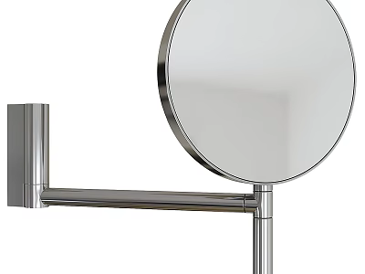 Stylish Round Mirror With Chrome Frame And Adjustable Arm Stand For Home Bathroom Decor 3d model