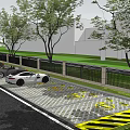 Eco friendly Parking Lot With Trees Parked Cars And Permeable Pavement