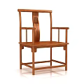 Classic Chinese Style Solid Wood Armchair with Carved Backrest and Sturdy Structure 3d model