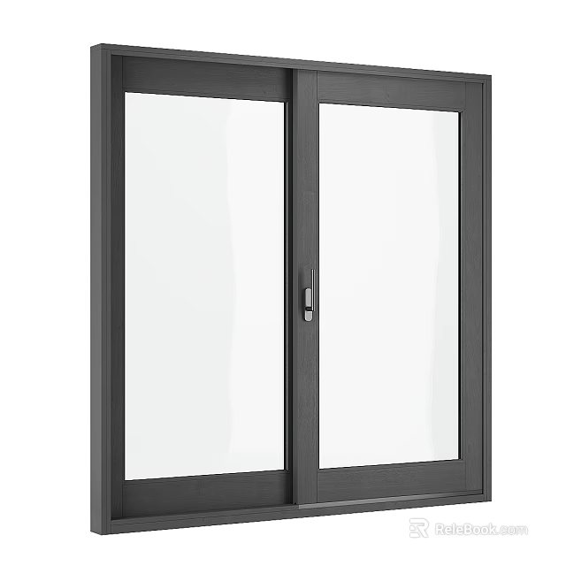 Modern Black Frame Swing Door With Transparent Glass Panel Design 3d model