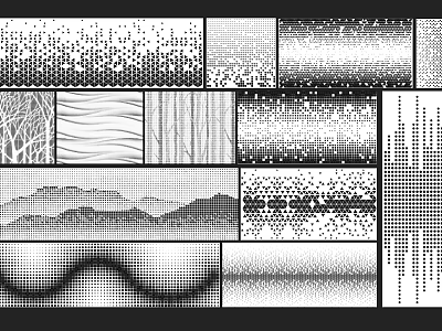Abstract Black And White Texture Patterns With Various Geometric Wave And Dot Designs 3d model