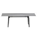 Modern Sleek Gray Marble Dining Table With Black Metal Legs Design 3d model