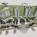 Modern High Rise Residential Complex With Green Spaces And Low Rise Commercial Buildings