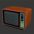 Vintage Television With Orange Wooden Case Green Screen And Control Panel