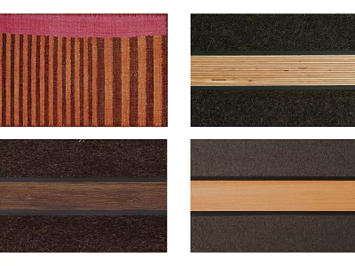 Square Rugs with Striped Patterns Multiple Colors Brown Black Pink Wooden Accents 3d model
