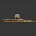 Wooden Rolling Pin on Round Board with Flour and Rolled Dough