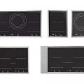 Modern Black Induction Cooktops With Various Designs And Control Panels In Different Sizes 3d model