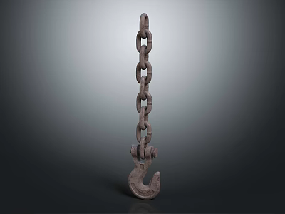 Industrial Equipment Durable Metal Chain with Hook for Heavy Lifting Operations 3d model