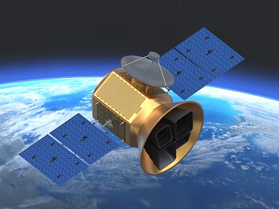 Advanced Satellite Orbiting Earth With Solar Panels And Communication Antenna 3d model