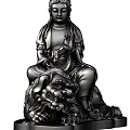 Intricate Buddha Figure Sculpture Sitting On Lion With Carved Details And Traditional Design