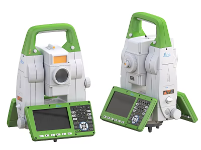 Industrial Equipment with Green Handle Digital Screen and Control Panel Professional Surveying Instruments 3d model