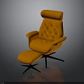 Modern Orange Upholstered Armchair With Matching Ottoman And Black Base