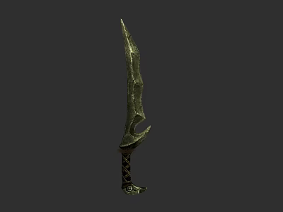 Ancient Bronze Bladed Weapon With Intricate Carvings And Wrapped Hilt Design 3d model