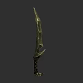 Ancient Bronze Bladed Weapon With Intricate Carvings And Wrapped Hilt Design