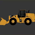 Yellow Heavy Duty Front Loader With Large Bucket Black Wheels And Cab