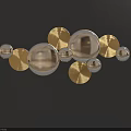 Modern Elegant Circular Metal Mirrored Wall Decor Design for Dark Wall 3d model