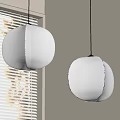 Modern White Hanging Chandeliers In Interior Space With Window Blinds 3d model