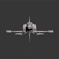 Detailed Futuristic White Cosmic Spaceship With Red Stripes Side Wings And Thrusters